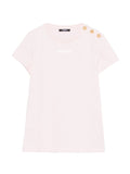 T-shirt in cotone con bottoni dorati