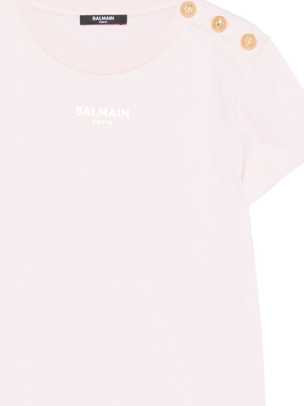 T-shirt in cotone con bottoni dorati BY8A01Z3672 51EOR BALMAIN KIDS 