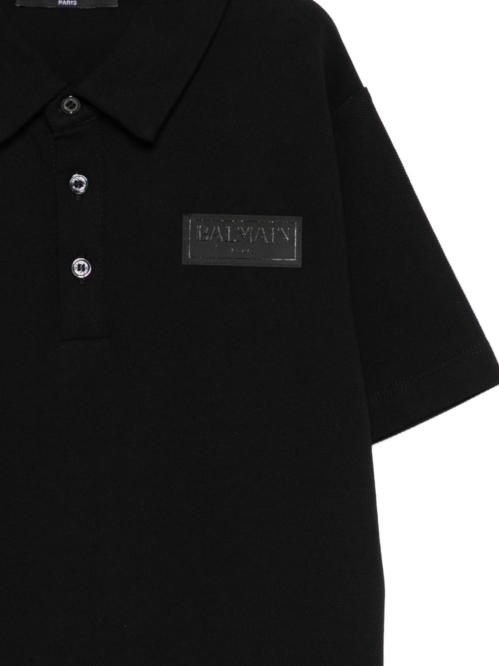 Polo in cotone con logo patch BY8Q01Z3658 930NE BALMAIN KIDS 