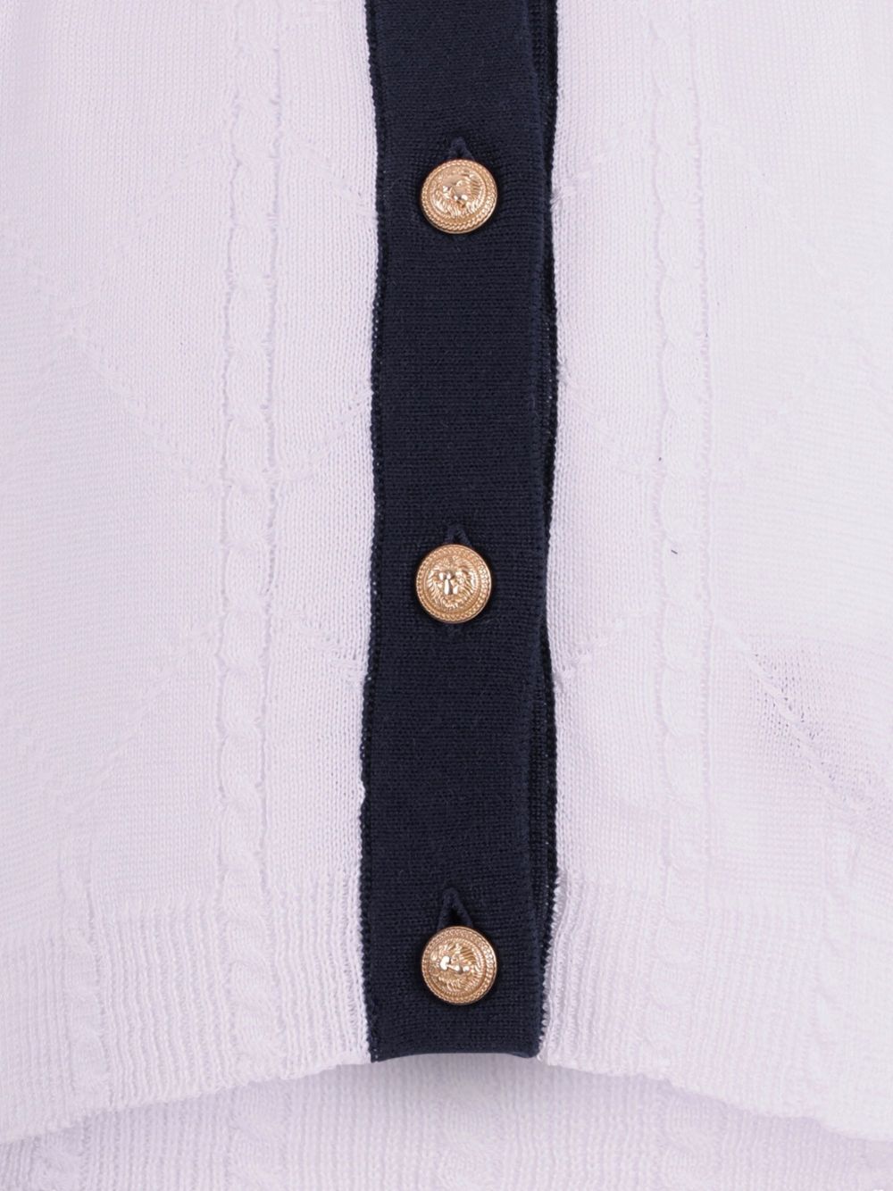 Cardigan con bottoni dorati e profili a contrasto BY9A32X0018 100BL BALMAIN KIDS 