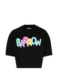T-shirt cropped in cotone con paillettes