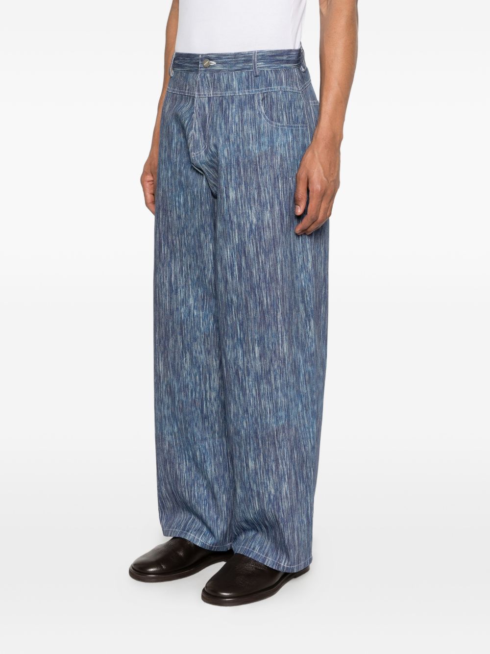 Jeans a gamba larga in cotone con effetto texture PT020V2 VU BONSAI 
