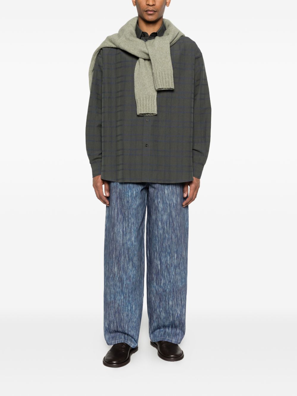 Jeans a gamba larga in cotone con effetto texture PT020V2 VU BONSAI 