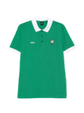 Polo in cotone con colletto bianco