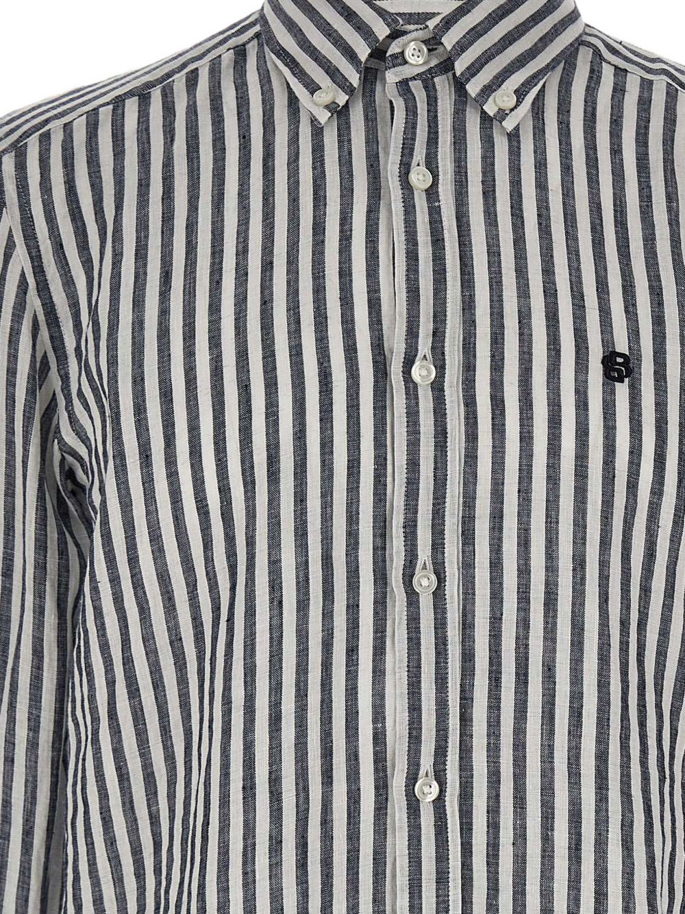 Camicia in lino a righe 50560595 404 BOSS 