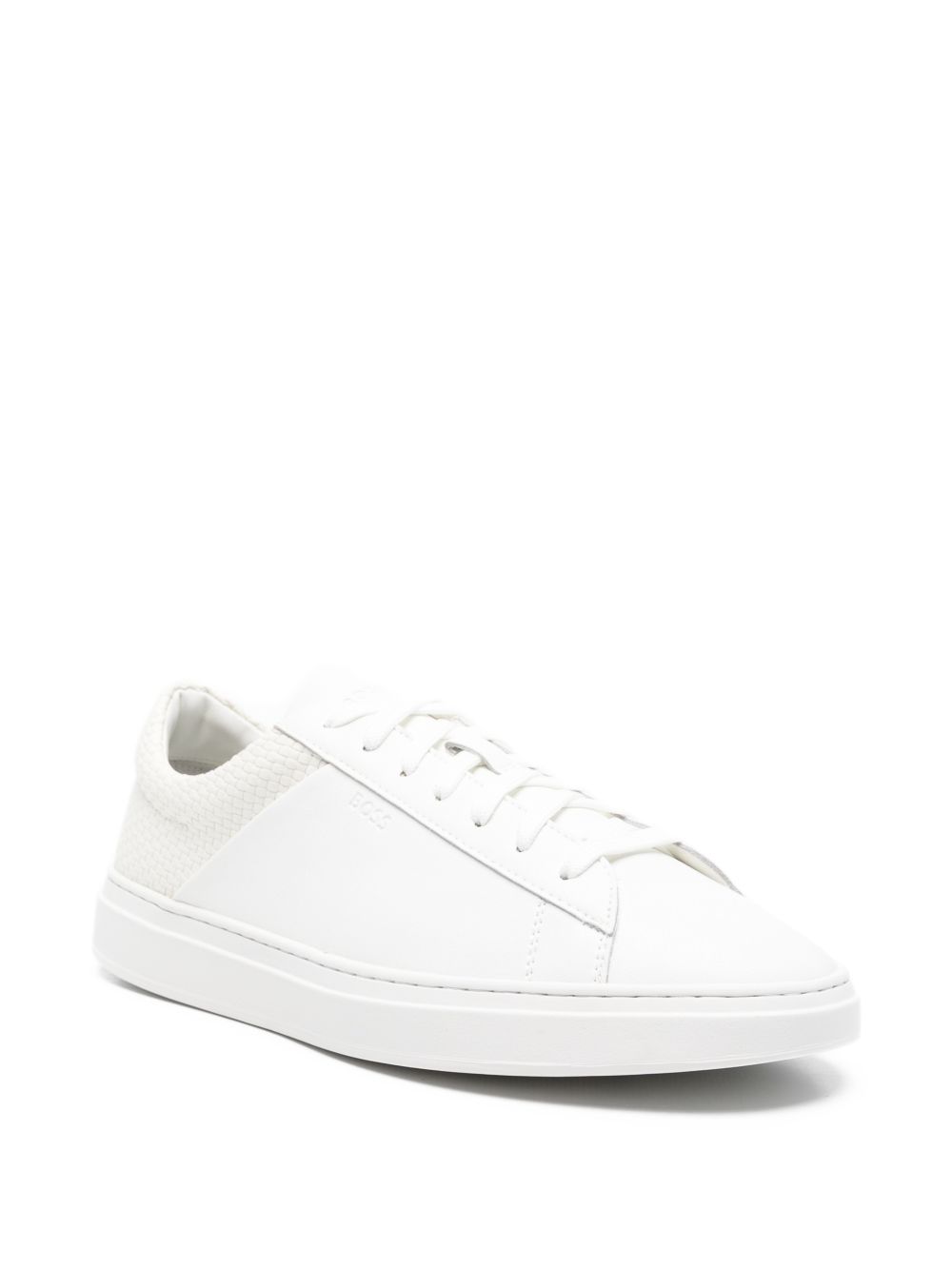 Sneakers in pelle con pannello intrecciato 50563591 100 BOSS 