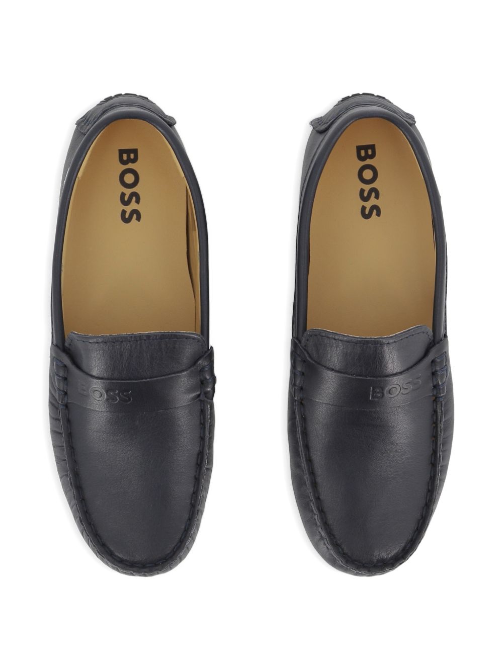 Mocassini in pelle con penny bar J52808 862 BOSS KIDSWEAR 