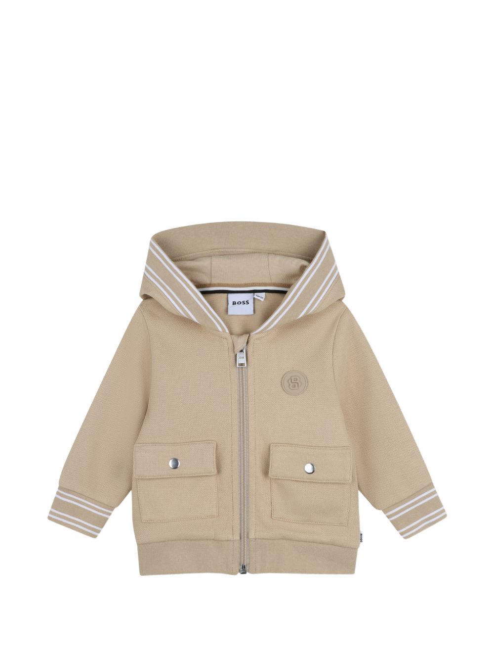 Felpa con zip e cappuccio sabbia J52869 249 BOSS KIDSWEAR 