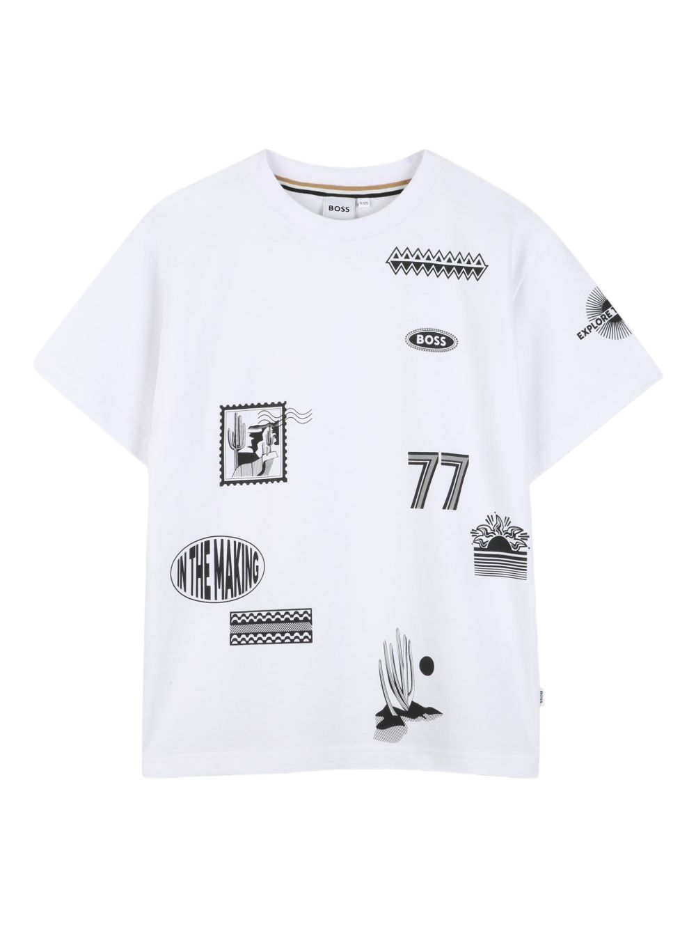 T-shirt in cotone con stampe grafiche J52984 10P BOSS KIDSWEAR 