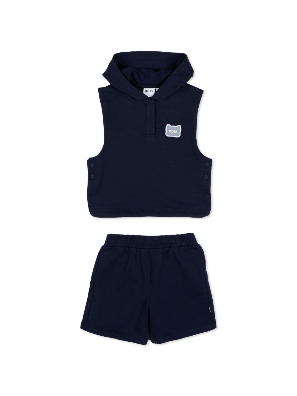 Completo felpa e shorts in cotone con cappuccio J53039 849 BOSS KIDSWEAR 