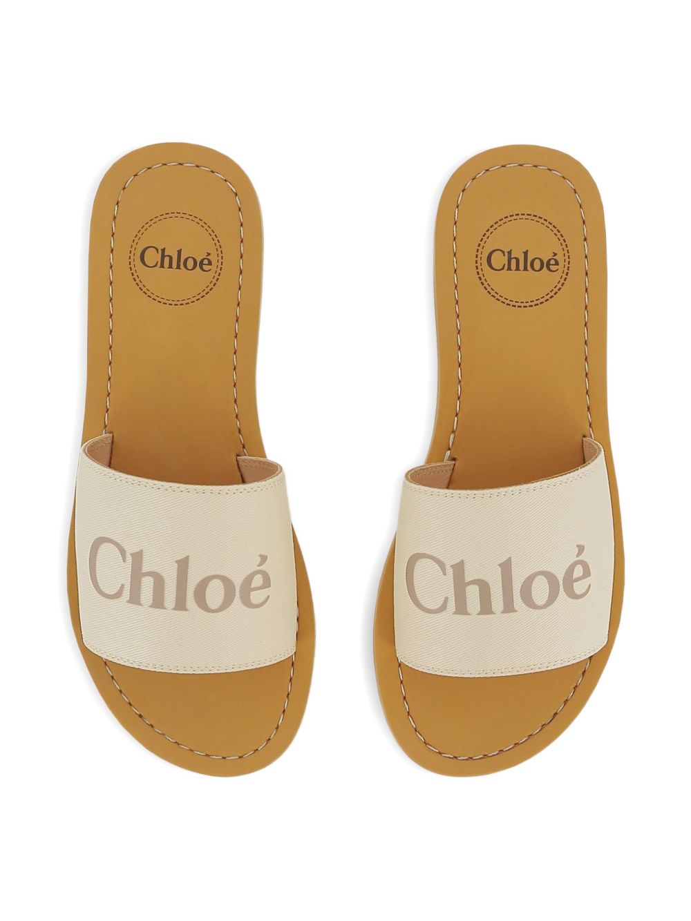 Ciabatte in cotone ecru con logo C20881 117 CHLOE KIDS 