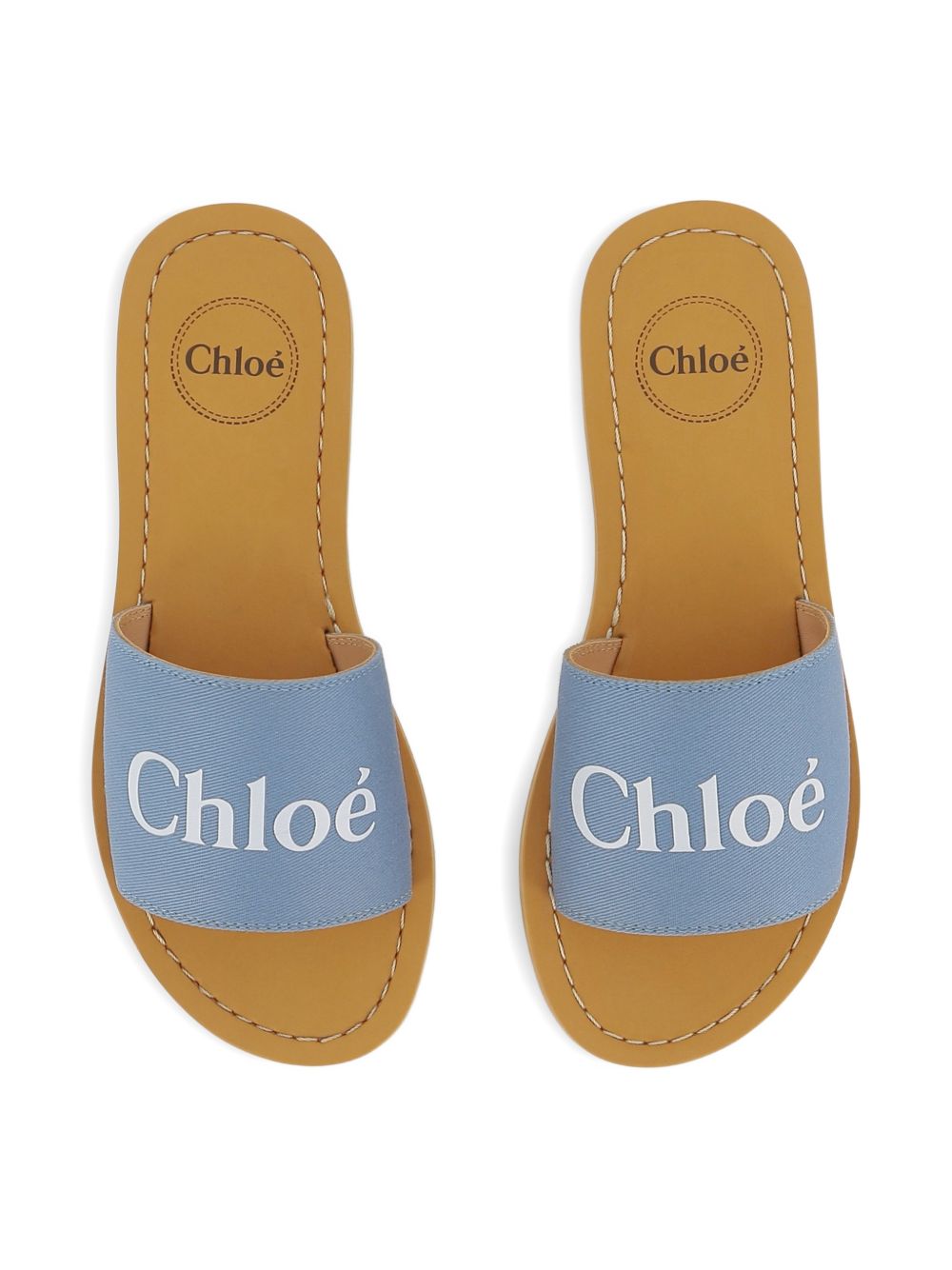Ciabattine in tela di cotone con logo C20881 821 CHLOE KIDS 