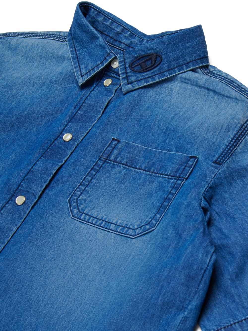Camicia in denim corta con bottoni J02165KXBRW K01 DIESEL KIDS 
