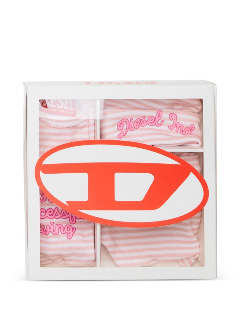 Set neonato in cotone a righe con body, bavaglia e cappellino N00094KYA01 K10PI DIESEL KIDS 