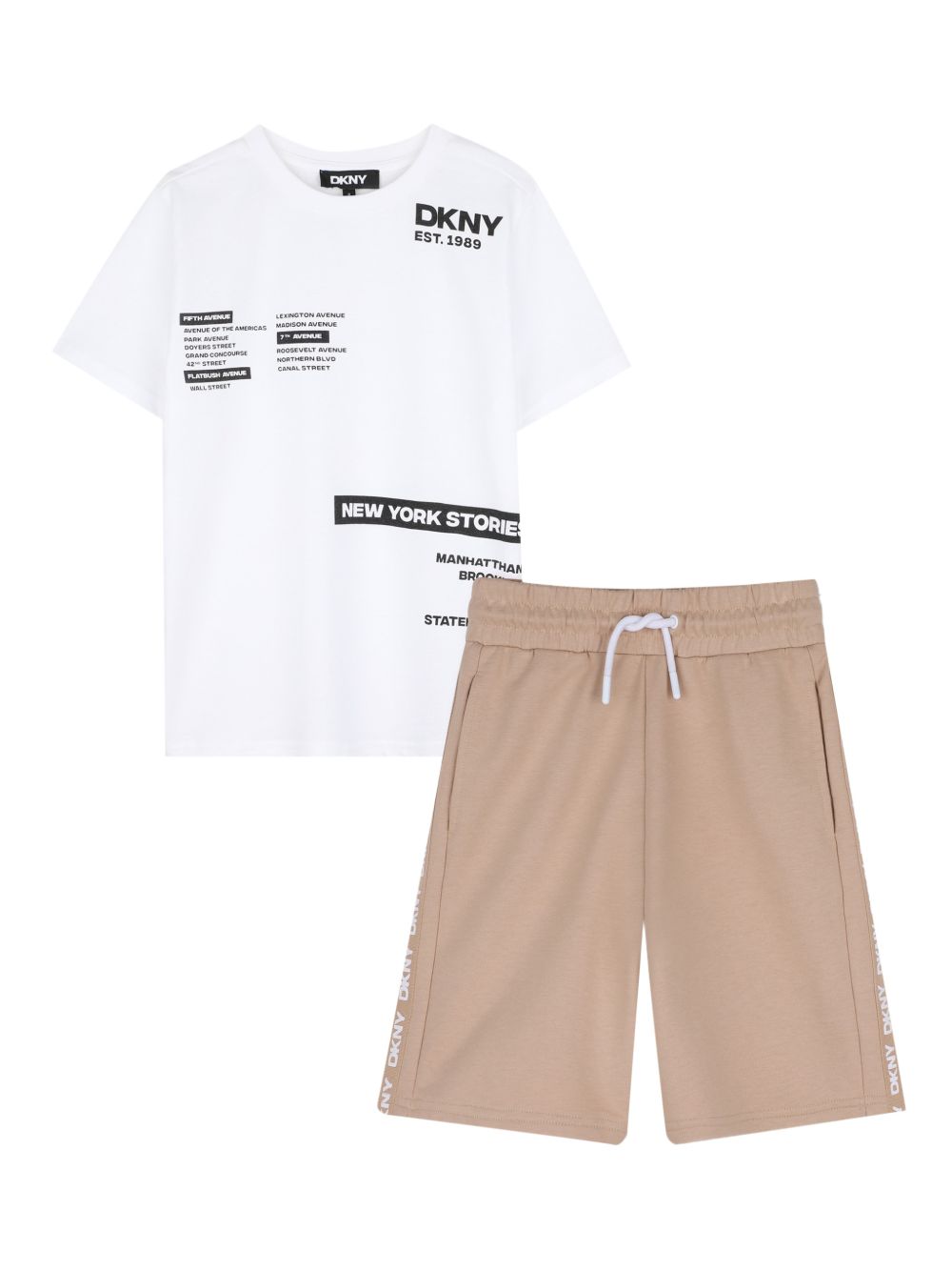 Set t-shirt e bermuda in cotone e poliestere D62521 20P DKNY KIDS 