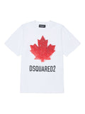 T-shirt in cotone con stampa foglia d'acero