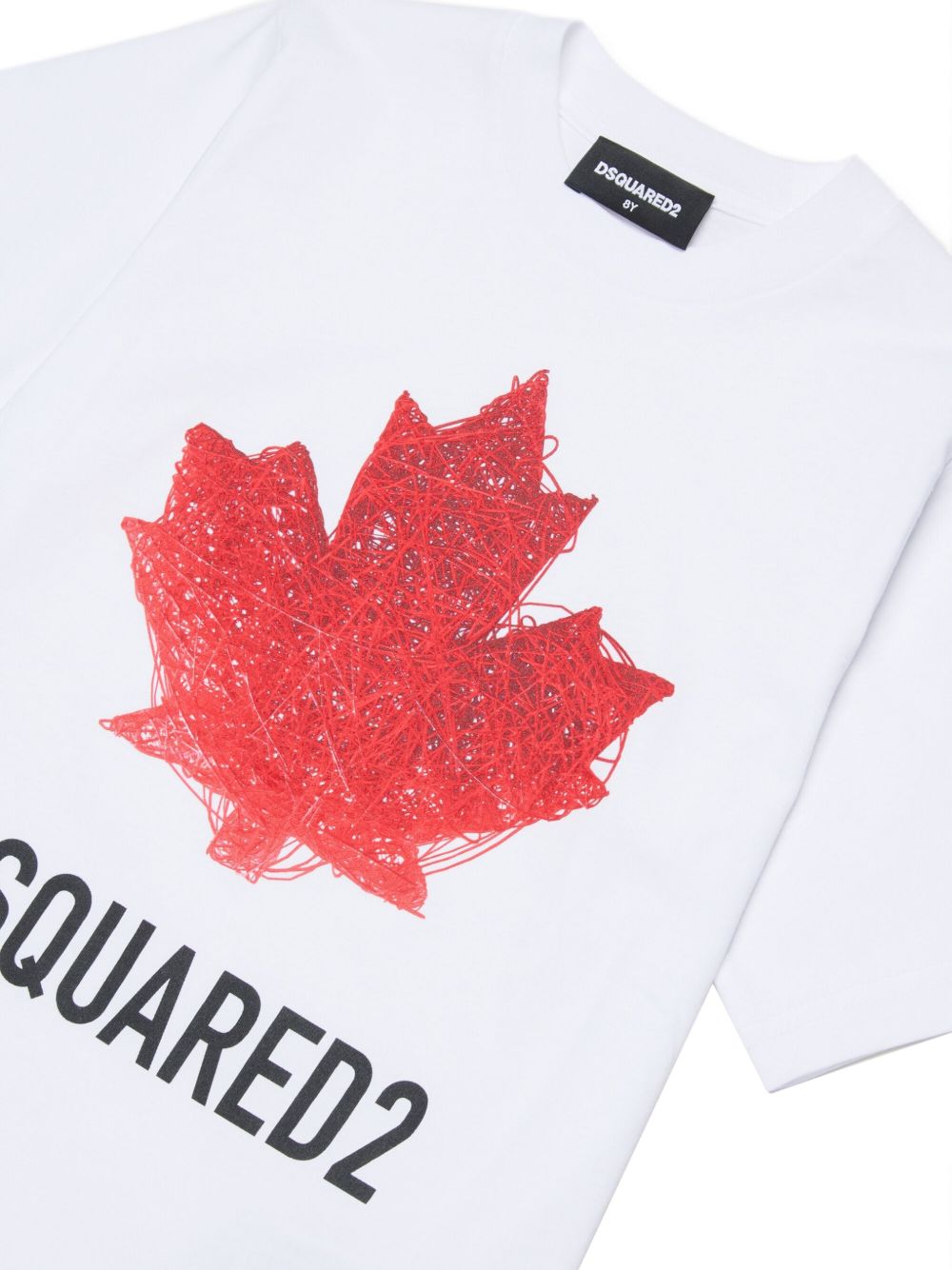 T-shirt in cotone con stampa foglia d'acero DQ3176D00XM DQ100 DSQUARED KIDS 
