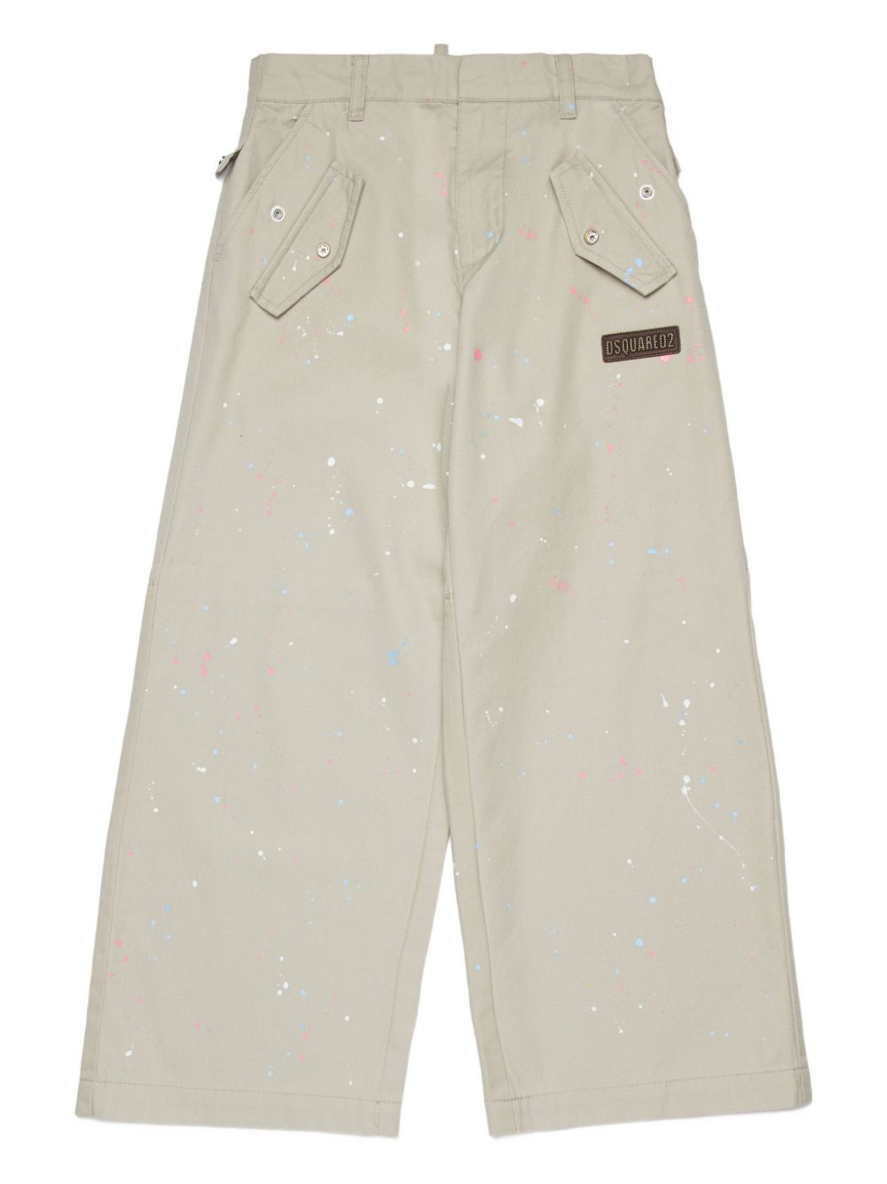 Pantaloni in cotone beige con splash colorati DQ3195D0AGH DQ717 DSQUARED KIDS 