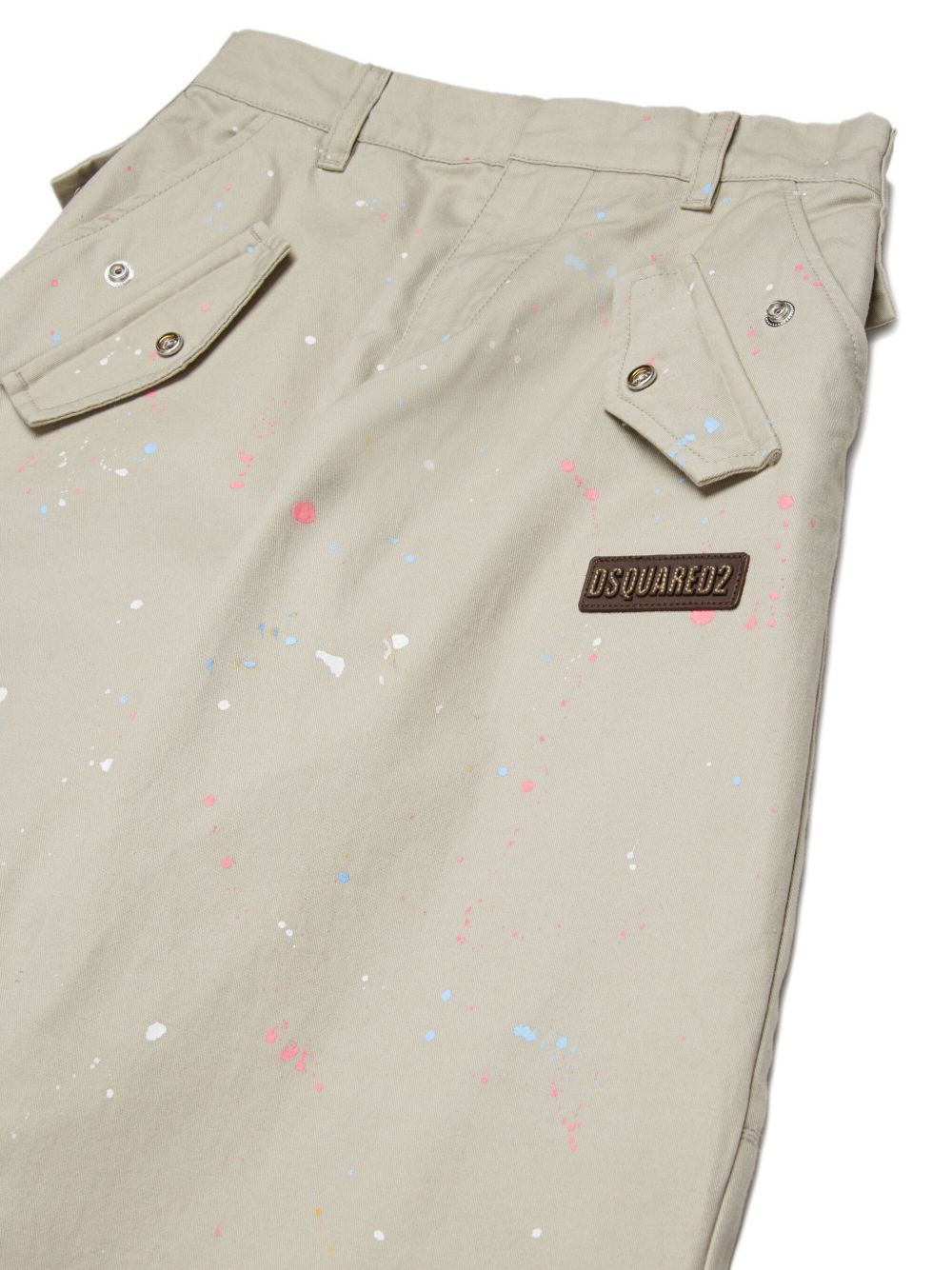 Pantaloni in cotone beige con splash colorati DQ3195D0AGH DQ717 DSQUARED KIDS 