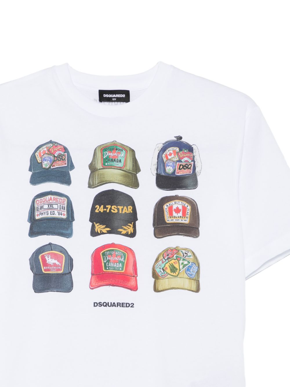 T-shirt girocollo in cotone con stampa DQ3386D0AG7 DQ100 DSQUARED KIDS 
