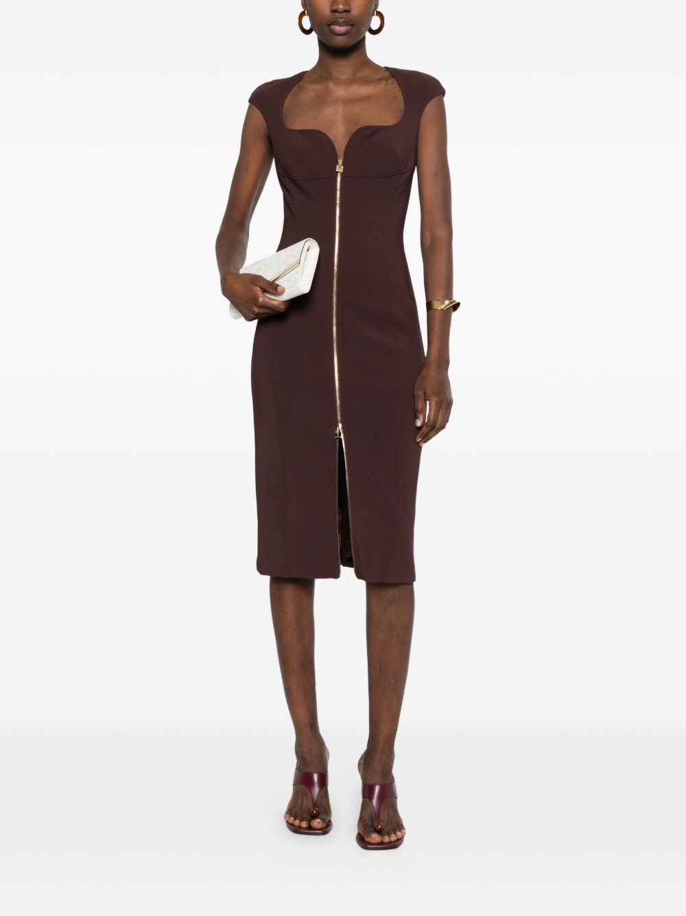 Abito midi aderente con zip integrale AB90061E2 644 ELISABETTA FRANCHI 
