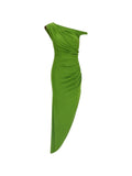 Abito in viscosa monospalla con drappeggio
