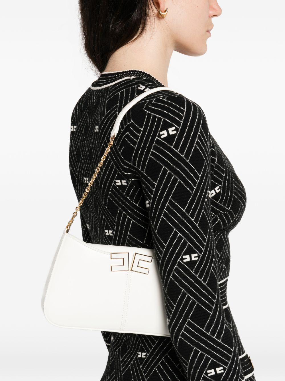 Borsa a spalla con catena e logo geometrico BS93A61E2 360 ELISABETTA FRANCHI 