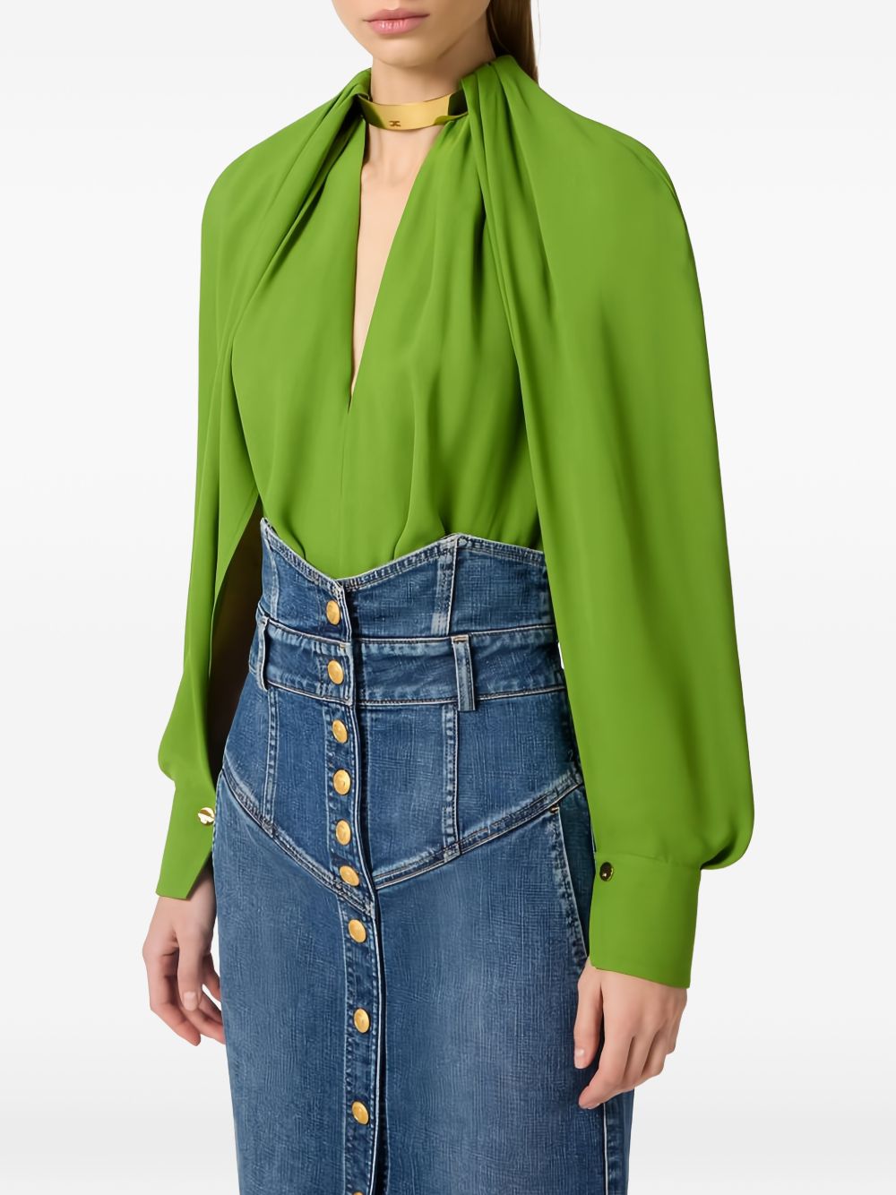 Blusa con collo alto e dettaglio metallico CA12961E2 EV3 ELISABETTA FRANCHI 