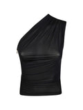 Top monospalla con drappeggio