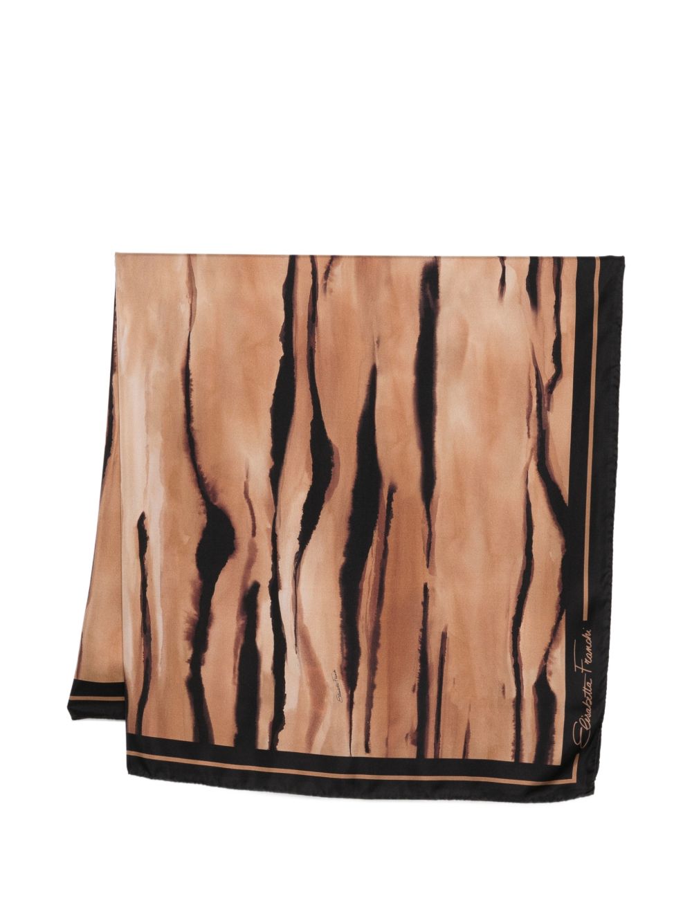 Foulard in seta cammello con bordo a contrasto FO26L62E2 470 ELISABETTA FRANCHI 