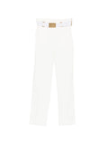 Pantaloni cropped in poliammide con cintura