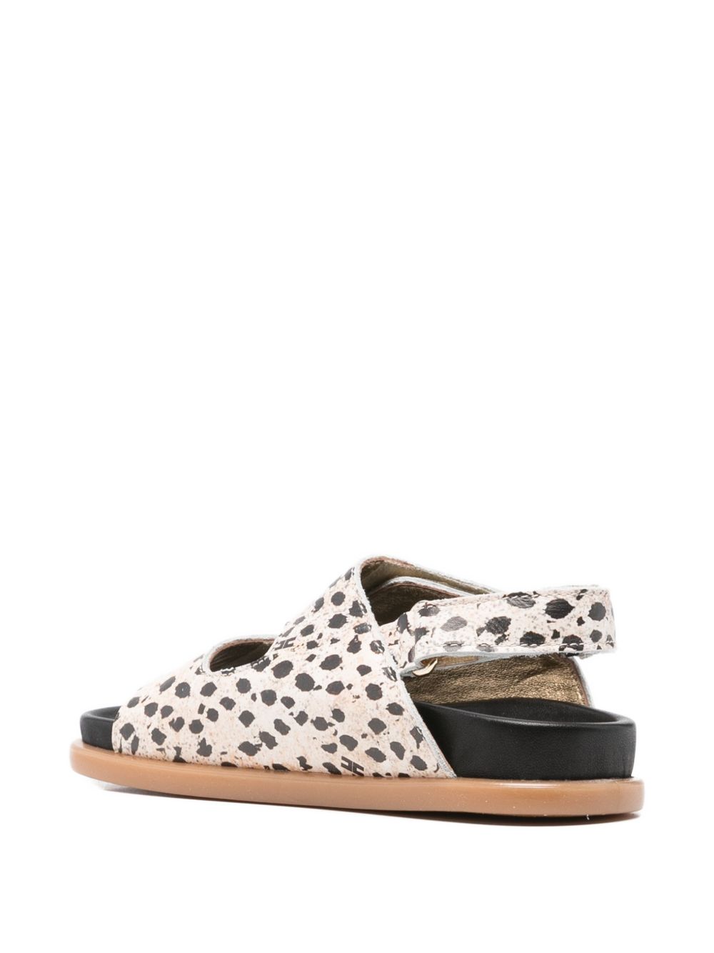 Sandali in pelle con stampa animalier e chiusura a strappo F1A2E05551926X253 BEIGENERO ELISABETTA FRANCHI KIDS 