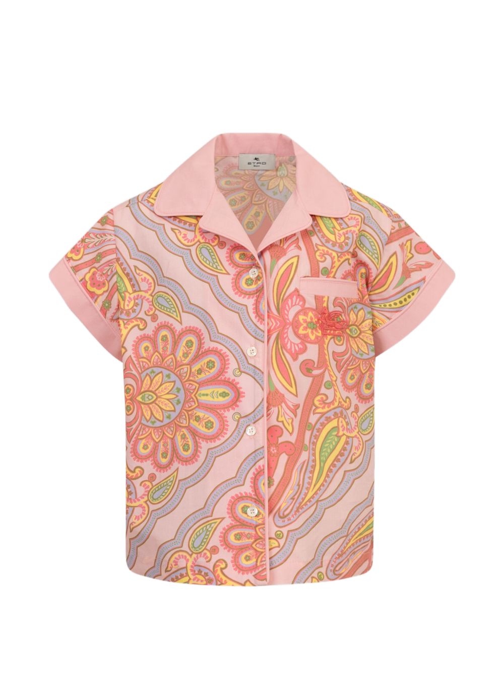 Camicia a maniche corte in cotone con stampa paisley GY5A41P0587 503VI ETRO KIDS 