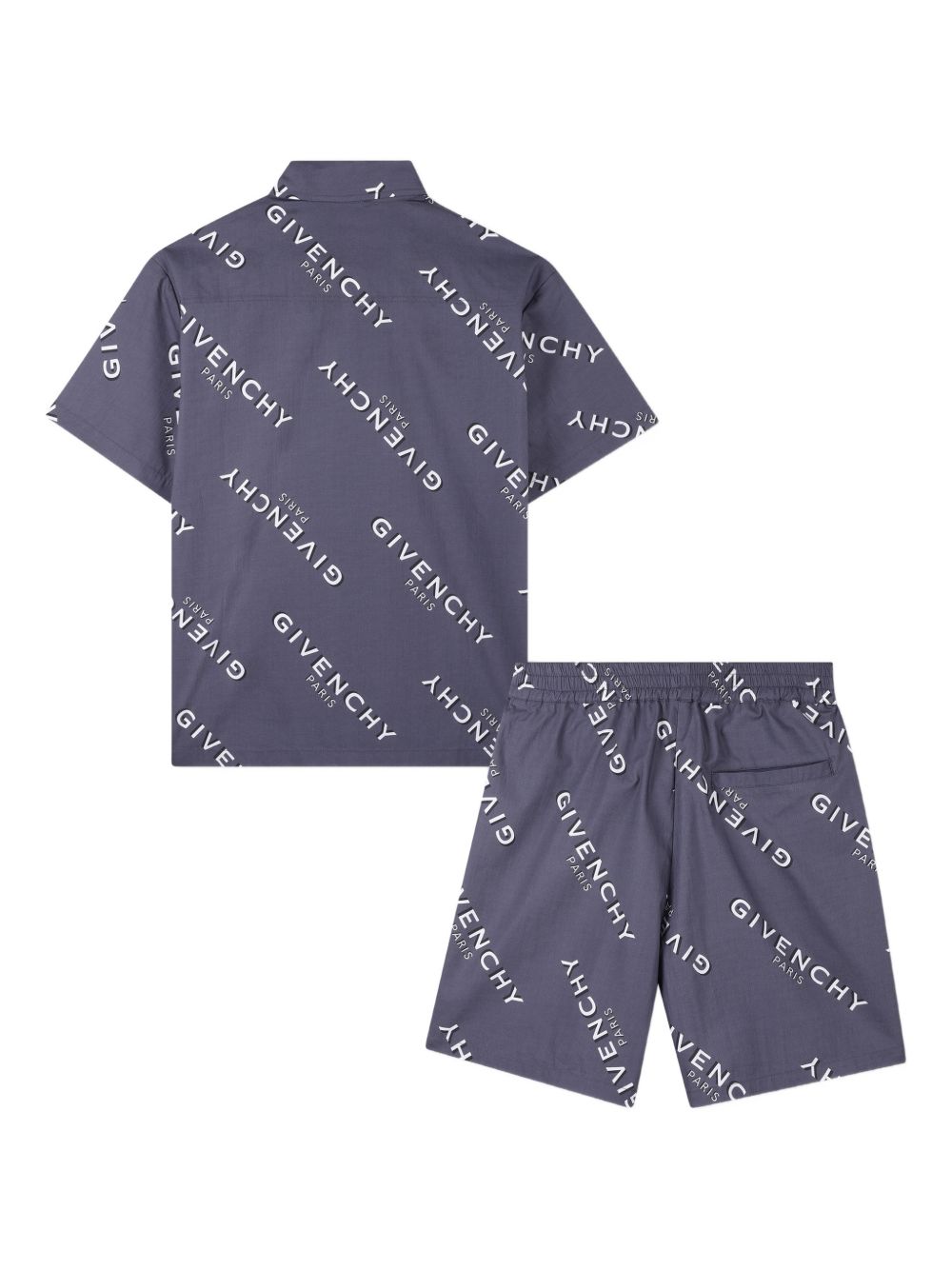 Completo camicia e shorts in cotone con stampa logo H31081 M01 GIVENCHY KIDS 
