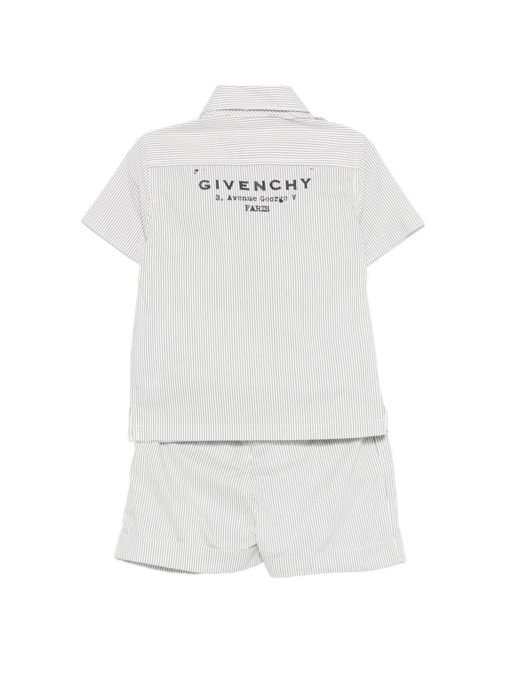 Completo camicia e bermuda in cotone a righe H31189 N78 GIVENCHY KIDS 