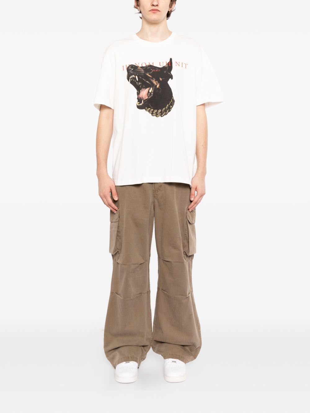 T-shirt in cotone avorio con stampa NUS26272 081 IH NOM UH NIT 