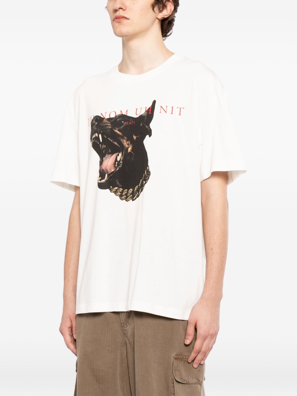 T-shirt in cotone avorio con stampa NUS26272 081 IH NOM UH NIT 