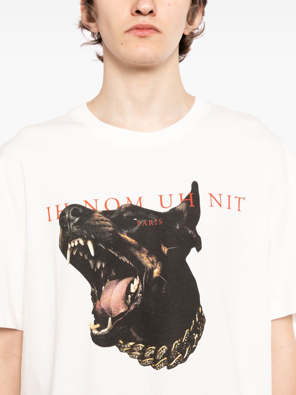 T-shirt in cotone avorio con stampa NUS26272 081 IH NOM UH NIT 