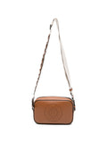 Mini borsa a tracolla in pelle con design perforato