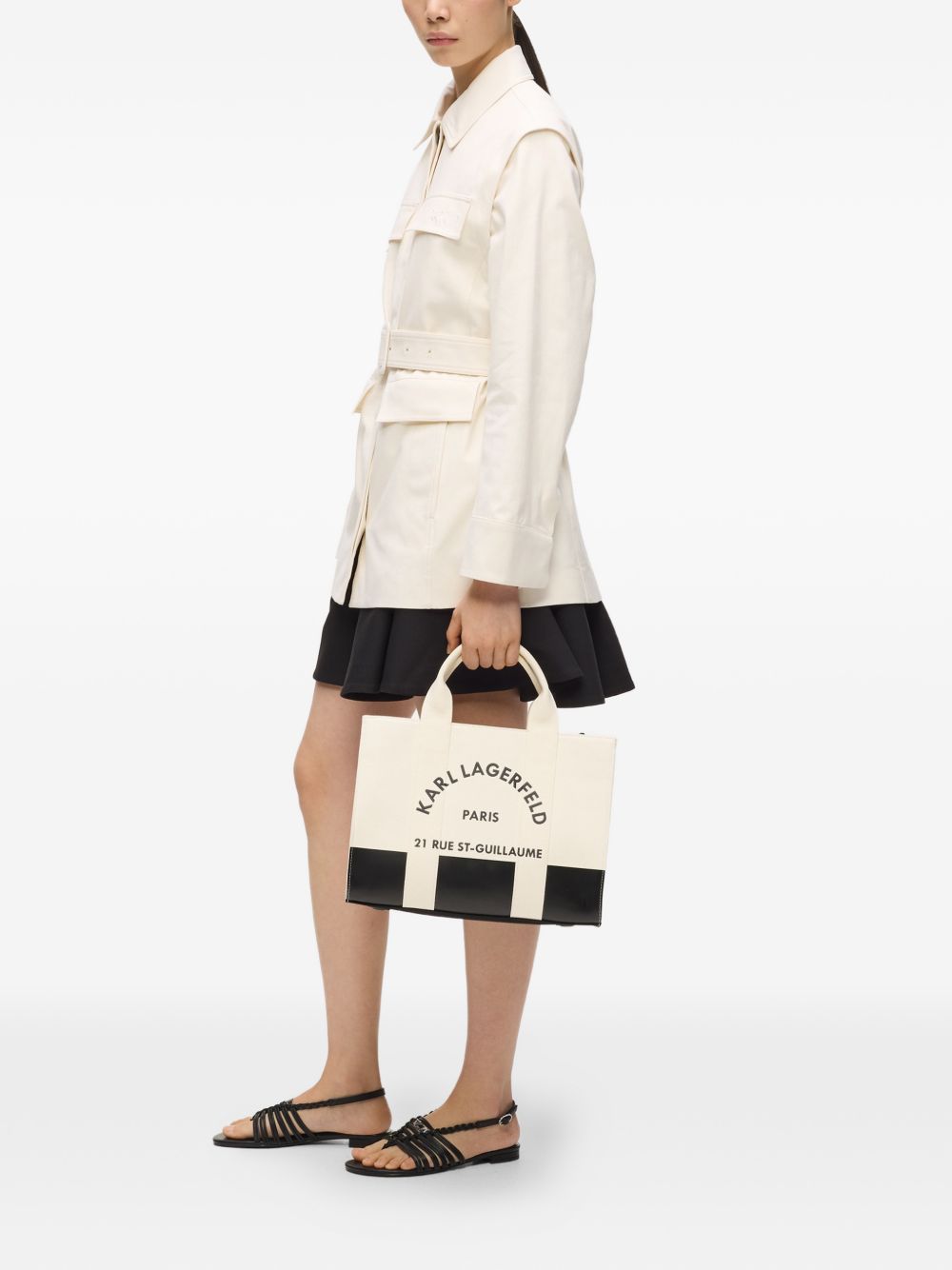 Borsa a mano in canvas con stampa logo A3W50025NN 101 KARL LAGERFELD 