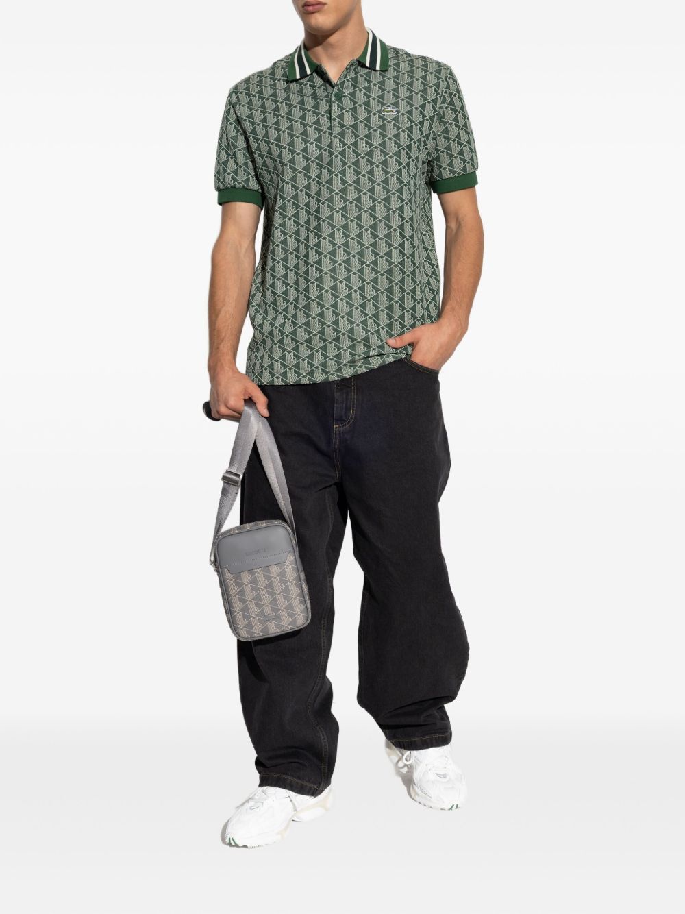Polo in piqué con stampa geometrica DH1417 D1R LACOSTE 