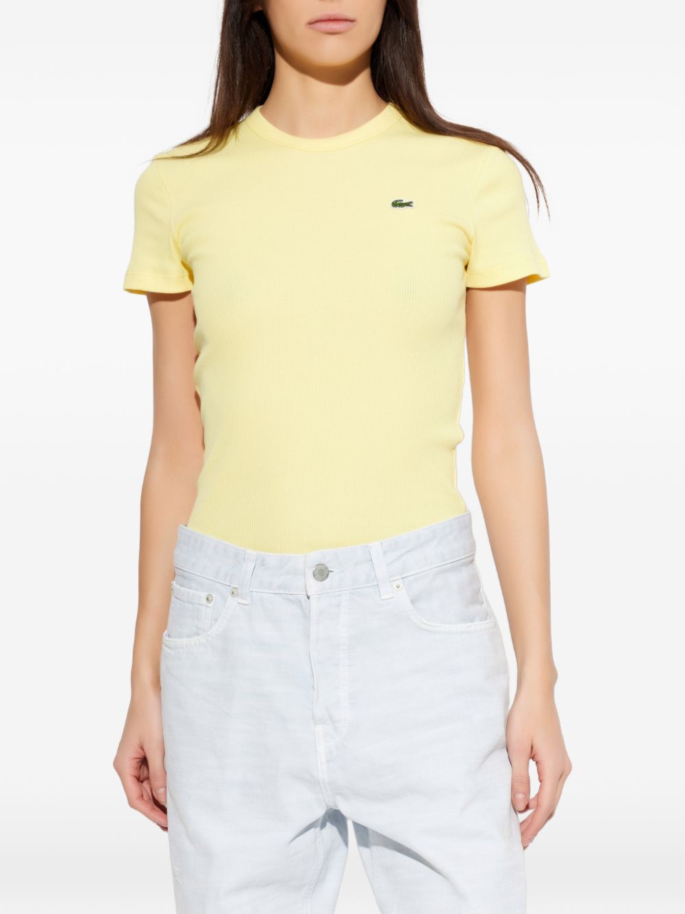 T-shirt in cotone costine a maniche corte TF5538 107 LACOSTE 
