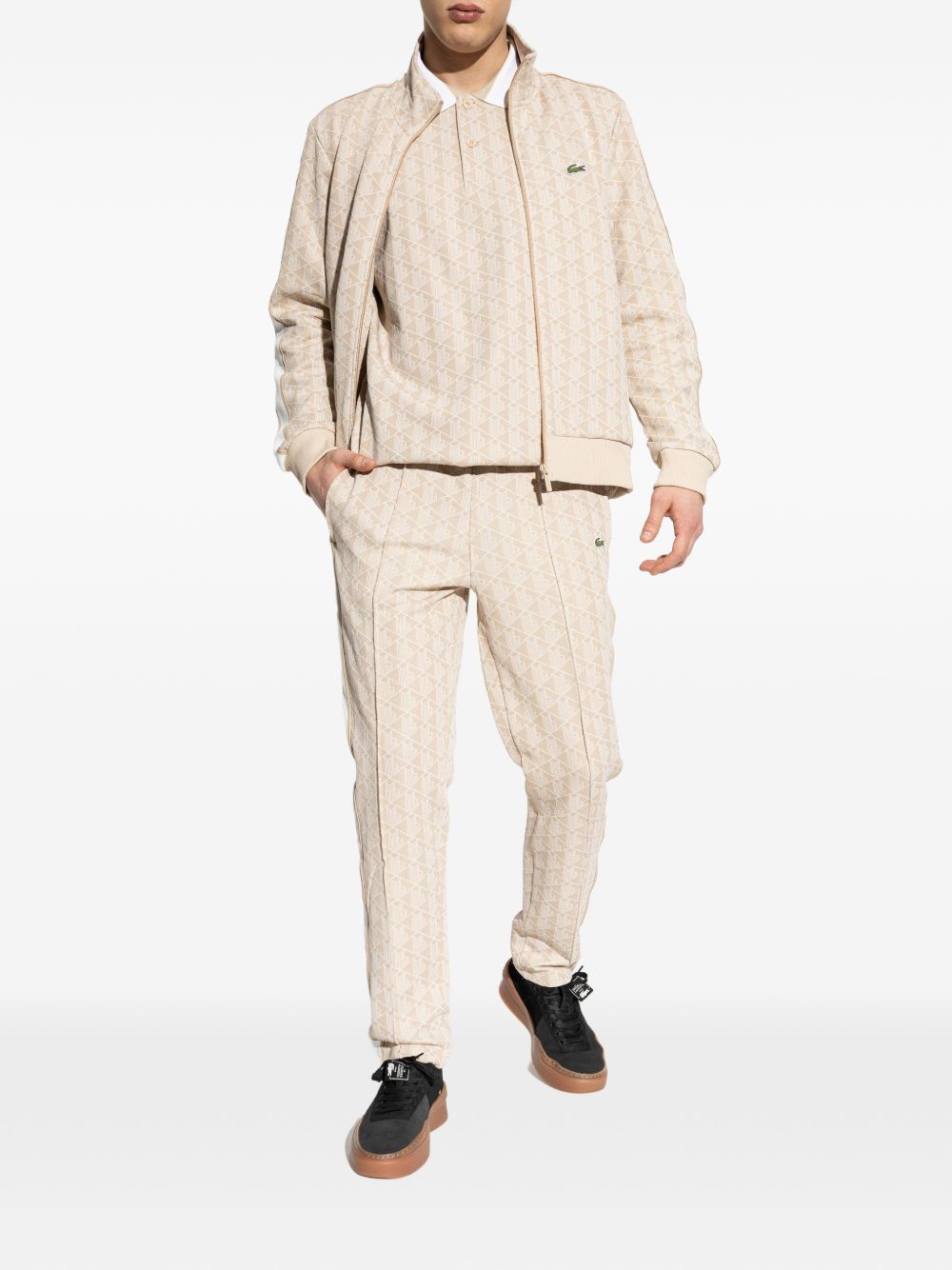 Pantaloni sportivi in poliestere e cotone con pattern a logo XH1440 8GI LACOSTE 