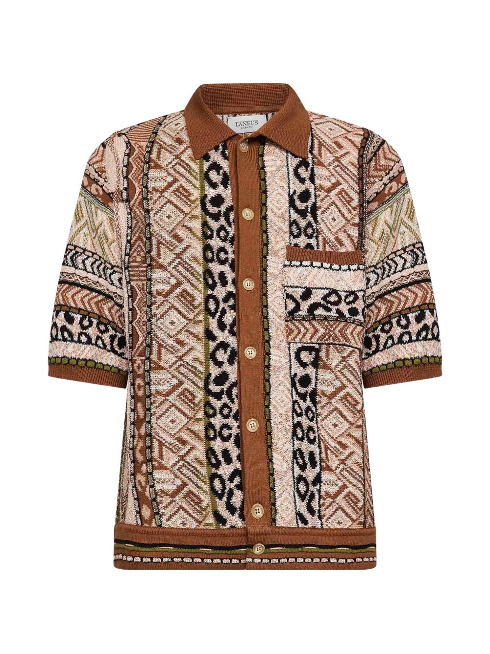 Camicia in cotone a maniche corte con pattern geometrico S6LAMAKS059 920 LANEUS 