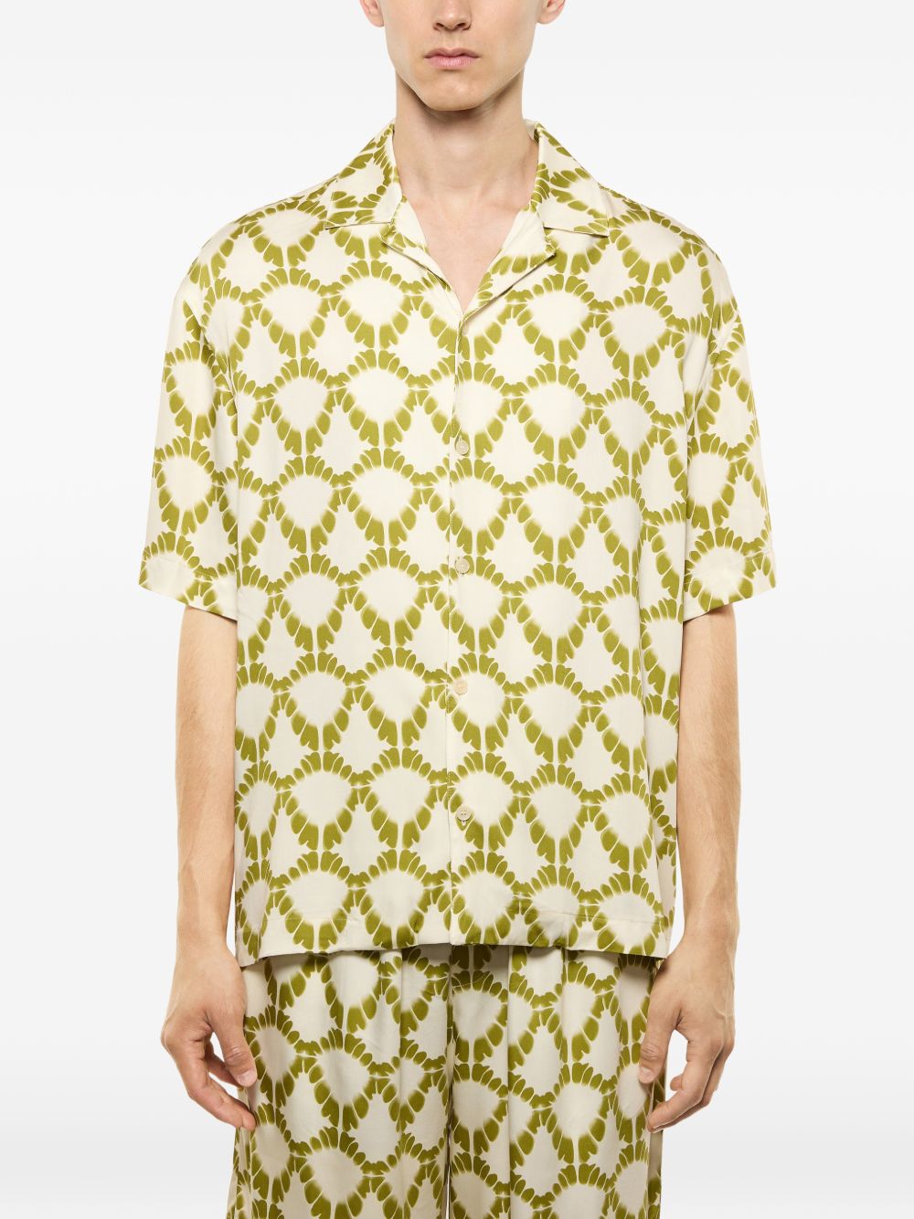 Camicia a maniche corte con stampa geometrica S6LAMASI076 036 LANEUS 