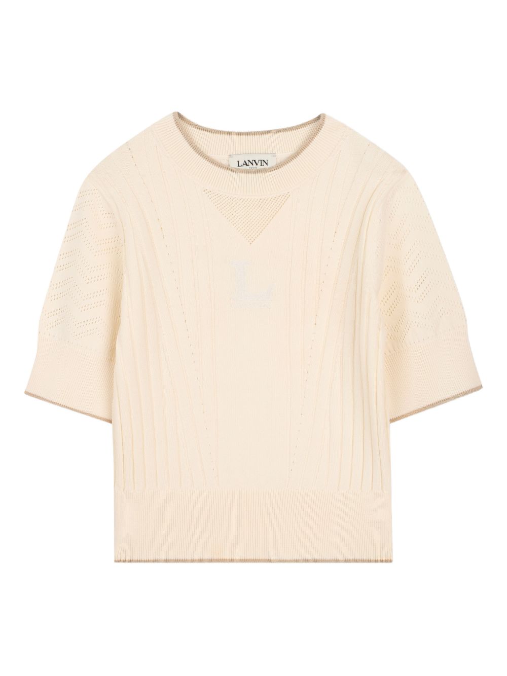 Maglia a maniche corte con dettagli traforati N30350 519 LANVIN KIDS 