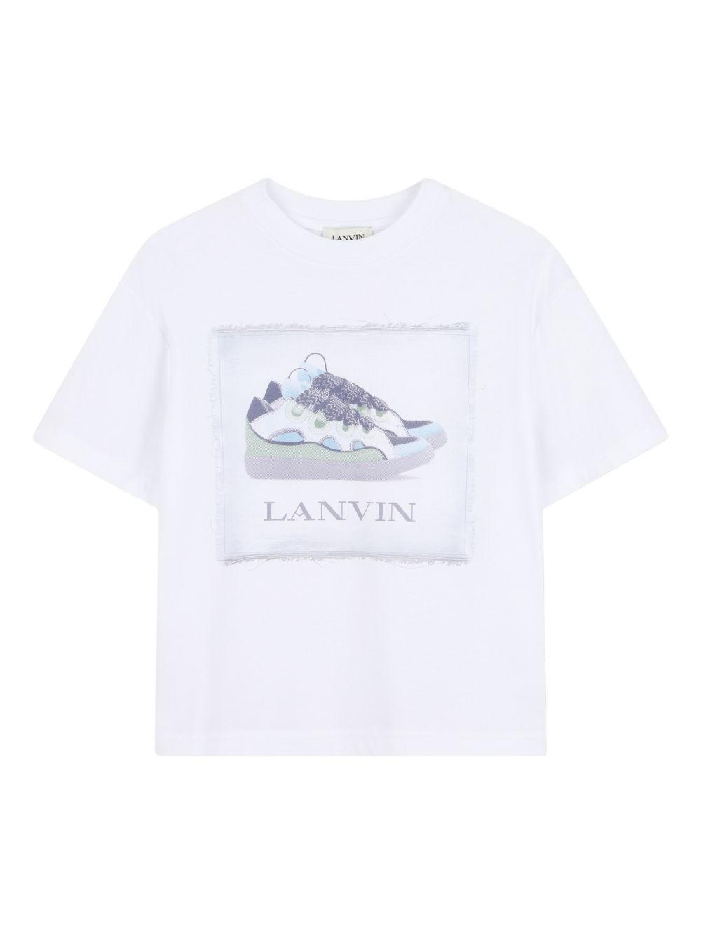 T-shirt in cotone con stampa sneakers N30359 10P LANVIN KIDS 