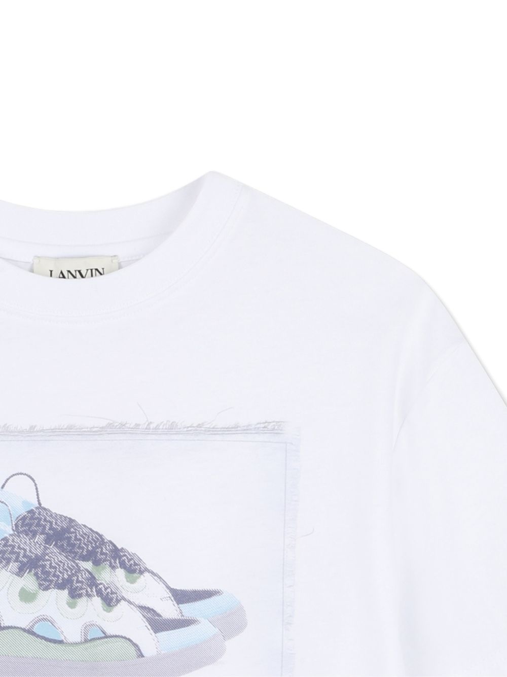 T-shirt in cotone con stampa sneakers N30359 10P LANVIN KIDS 