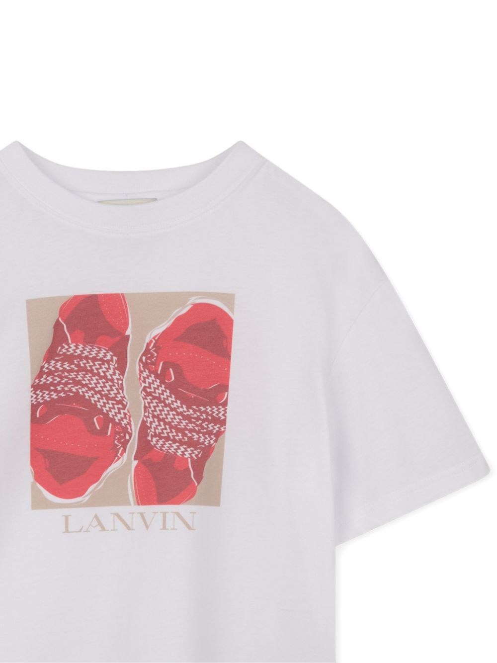 T-shirt in cotone con stampa sneakers N30363 10P LANVIN KIDS 