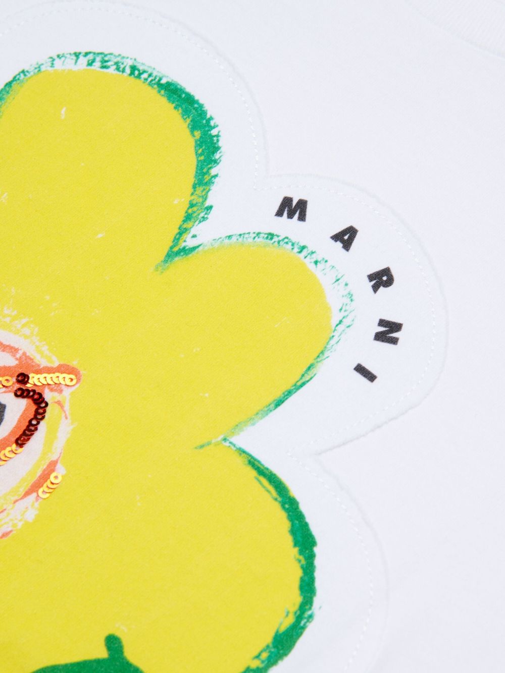 T-shirt in cotone con applicazione fiore M01672M00HZ 0M100 MARNI KIDS 